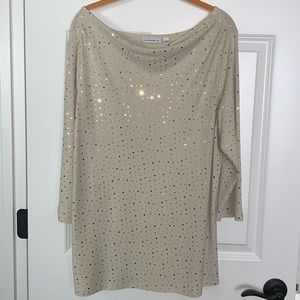 NEW Cream Blouse w/Gold Foil Accents, L